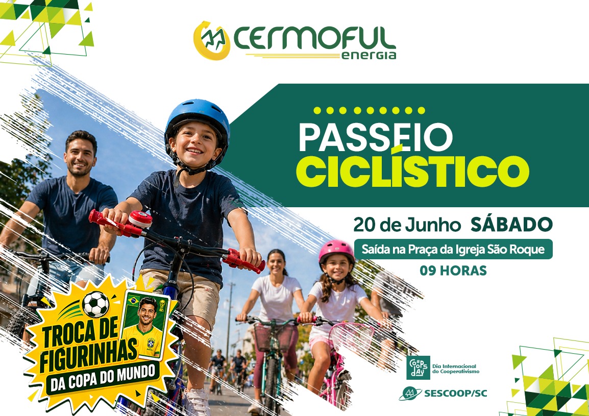 ​🚴♂️🚴♀️ Vem aí mais uma manhã de diversão, saúde e cooperativismo com a Cermoful!
